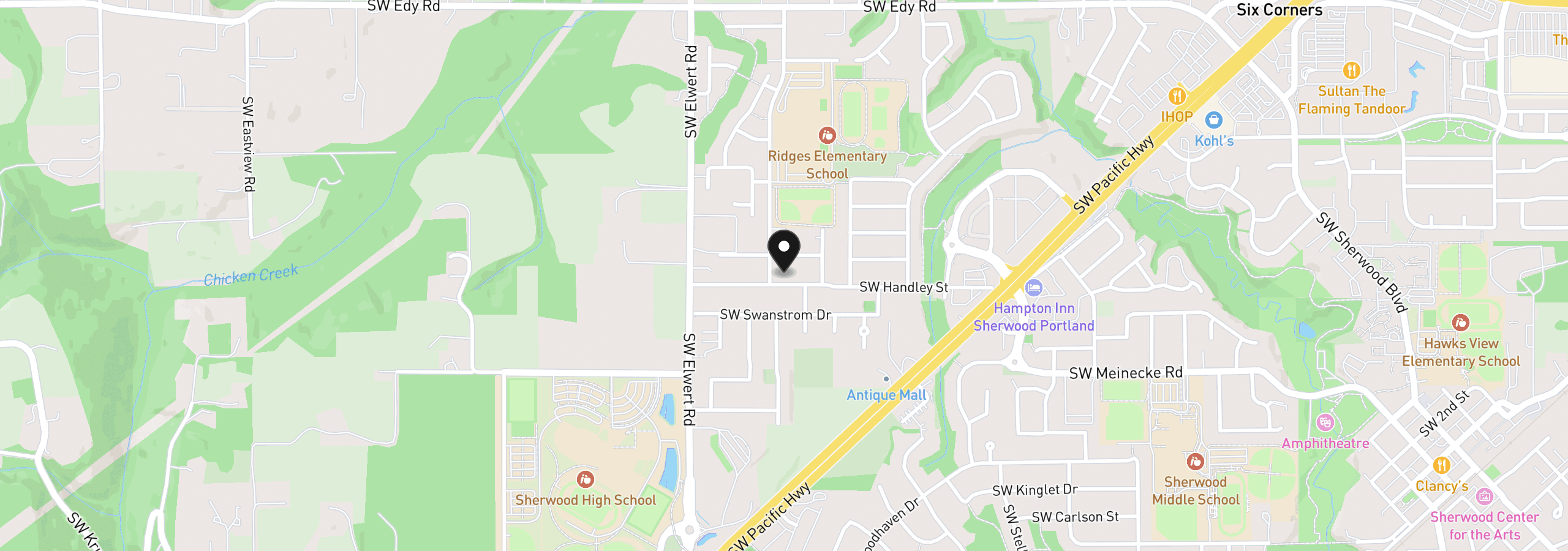 Map showing the location of 18159 SW Handley St, Sherwood, OR 97140