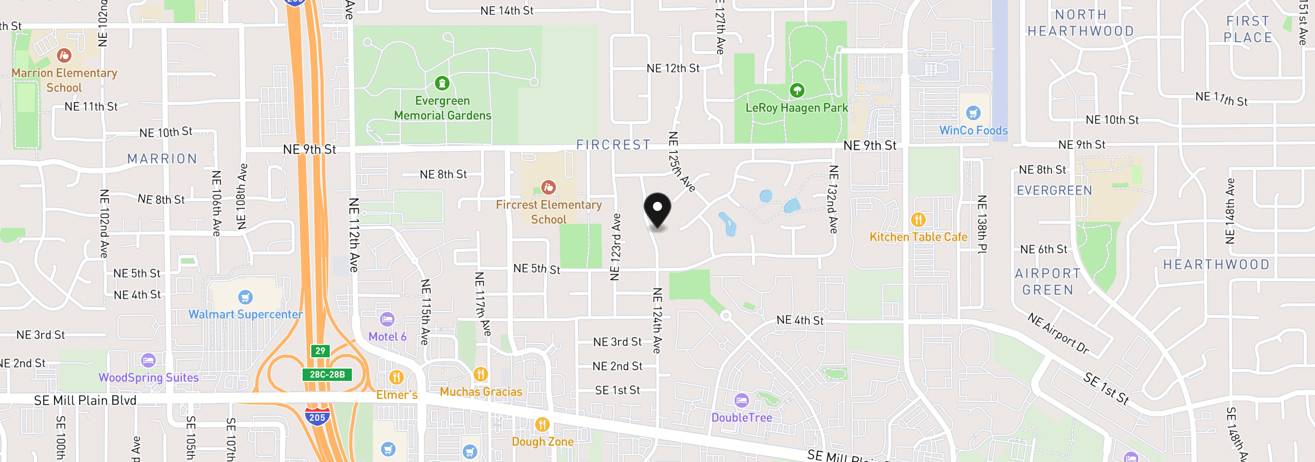 Map showing the location of 615 NE 124th Ave, Vancouver, Wa 98684