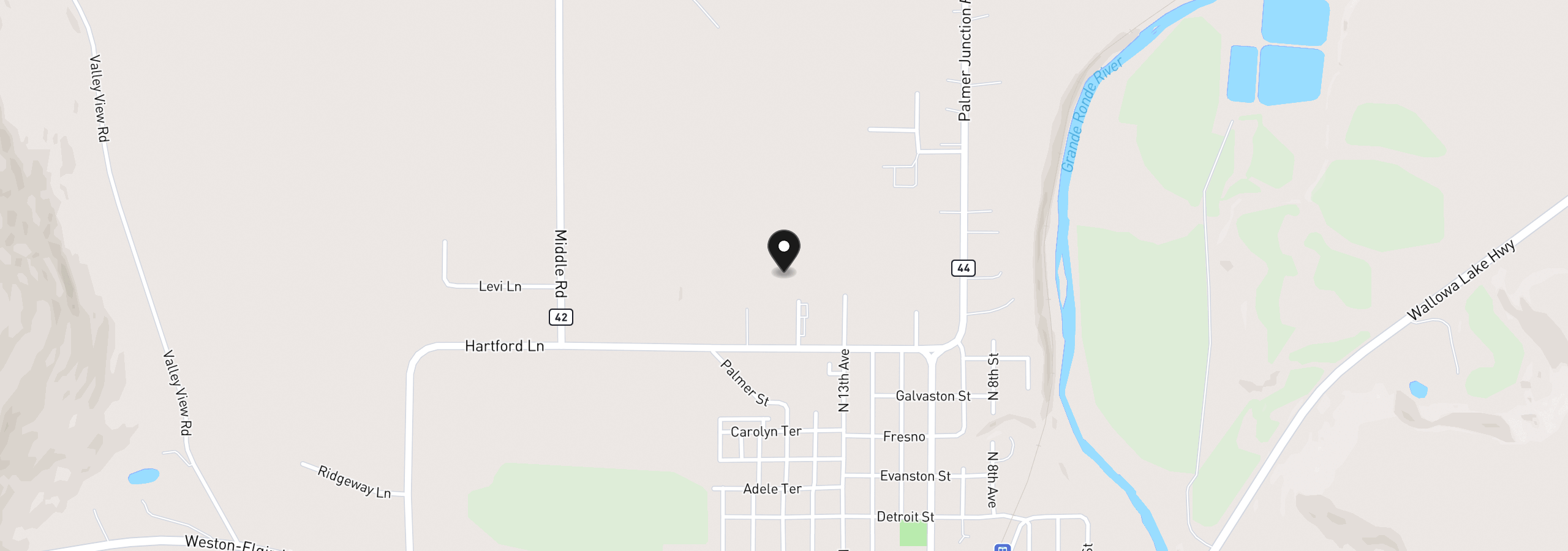 Map showing the location of 900 N 15th Ave, Elgin, OR 97827