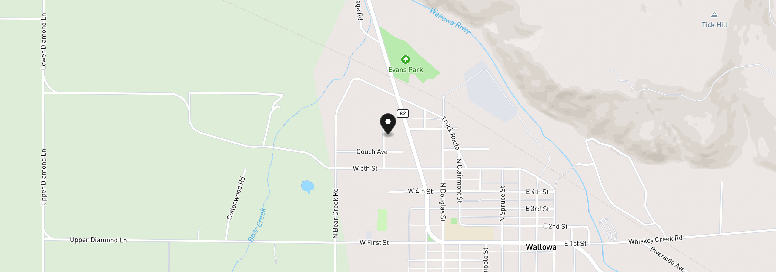 Map showing the location of 603 Tamarack St, Wallowa, OR 97885