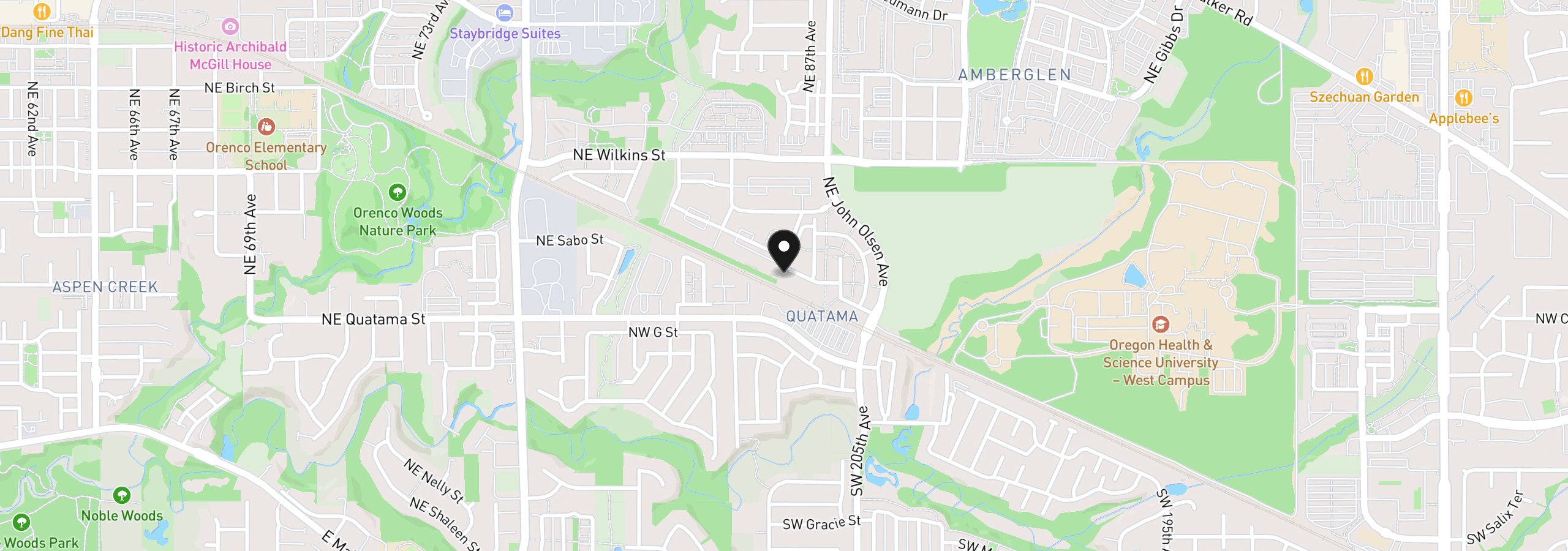 Map showing the location of 8656 NE Delamere Way, Hillsboro, OR 97006