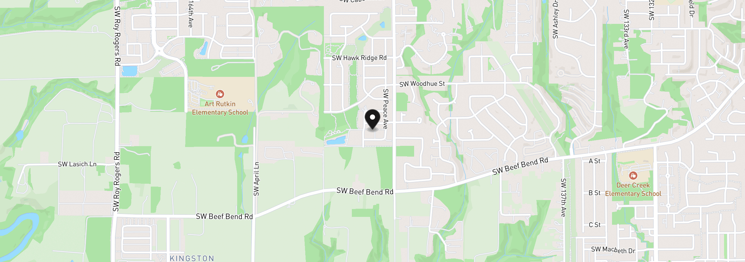 Map showing the location of 15979 SW Haverly Ln, Tigard, OR 97224