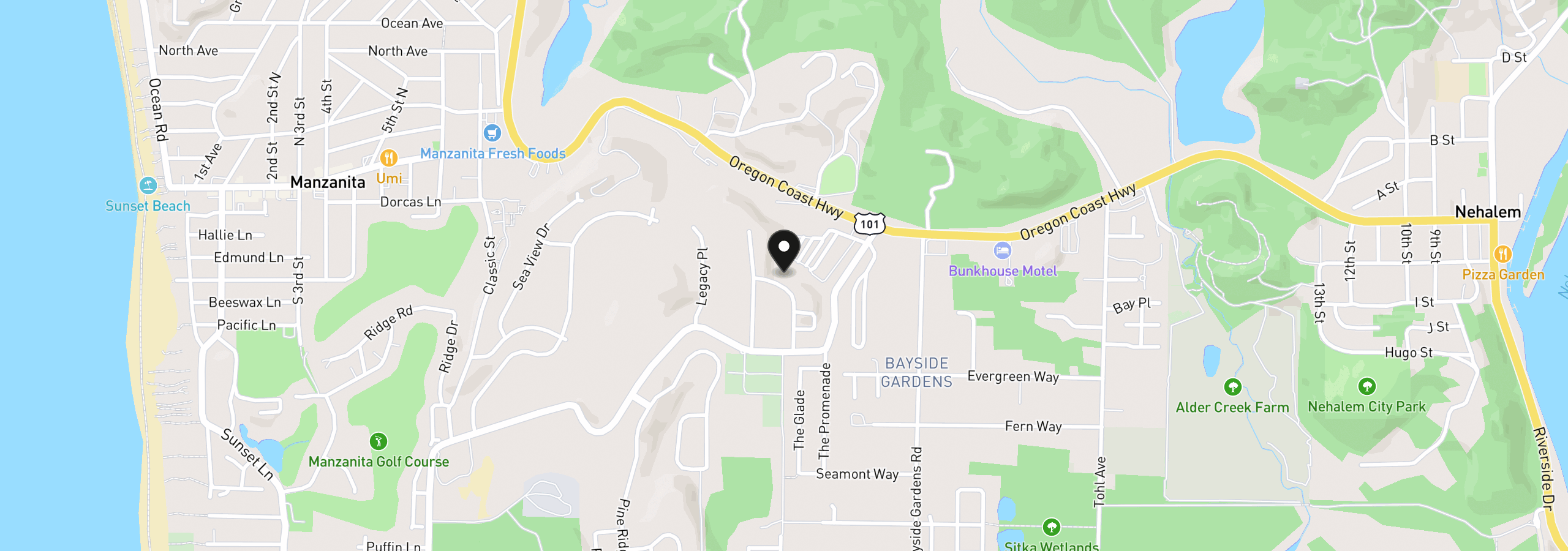 Map showing the location of 35585 Schooner Way, Nehalem, OR 97131