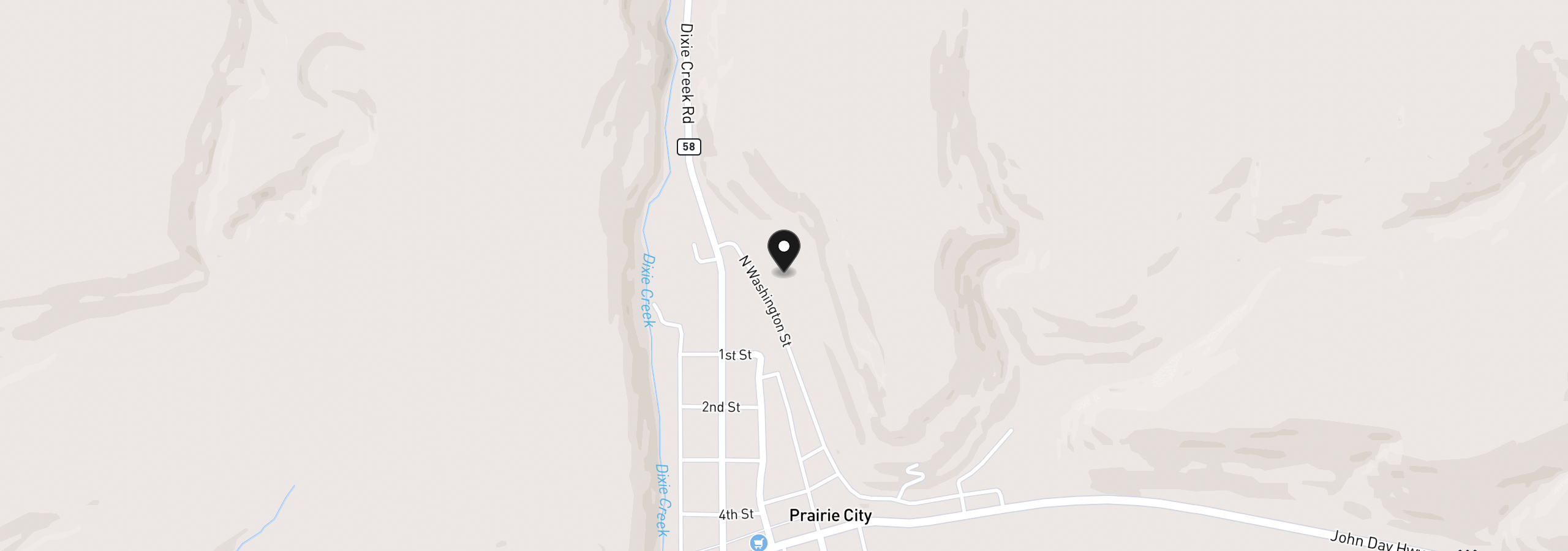 Map showing the location of 645 N Washington St, Prairie City, OR 97869