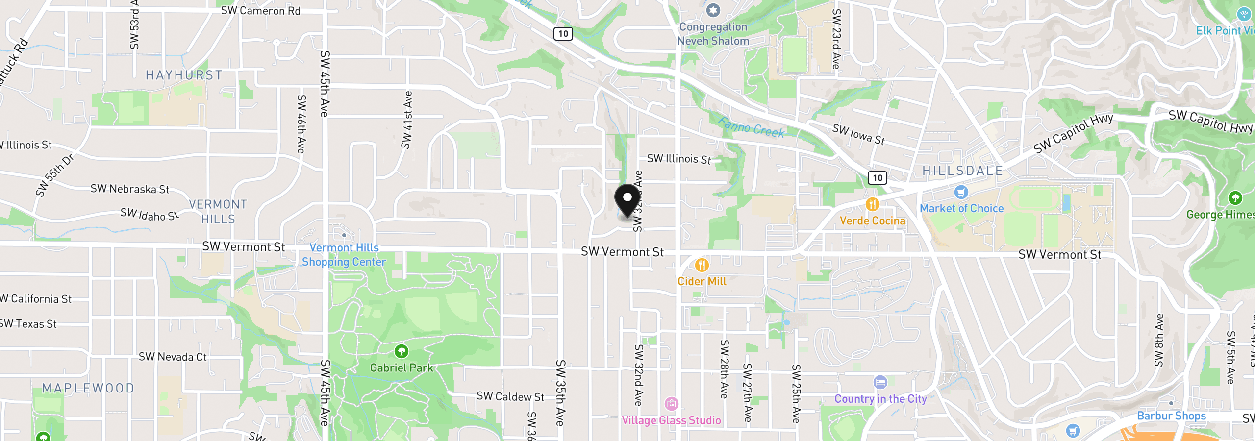 Map showing the location of 6533 SW 32nd Ave, Portland, OR 97239