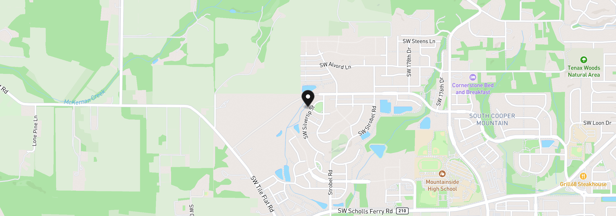 Map showing the location of 12135 SW Silvertip St, Beaverton, OR 97007