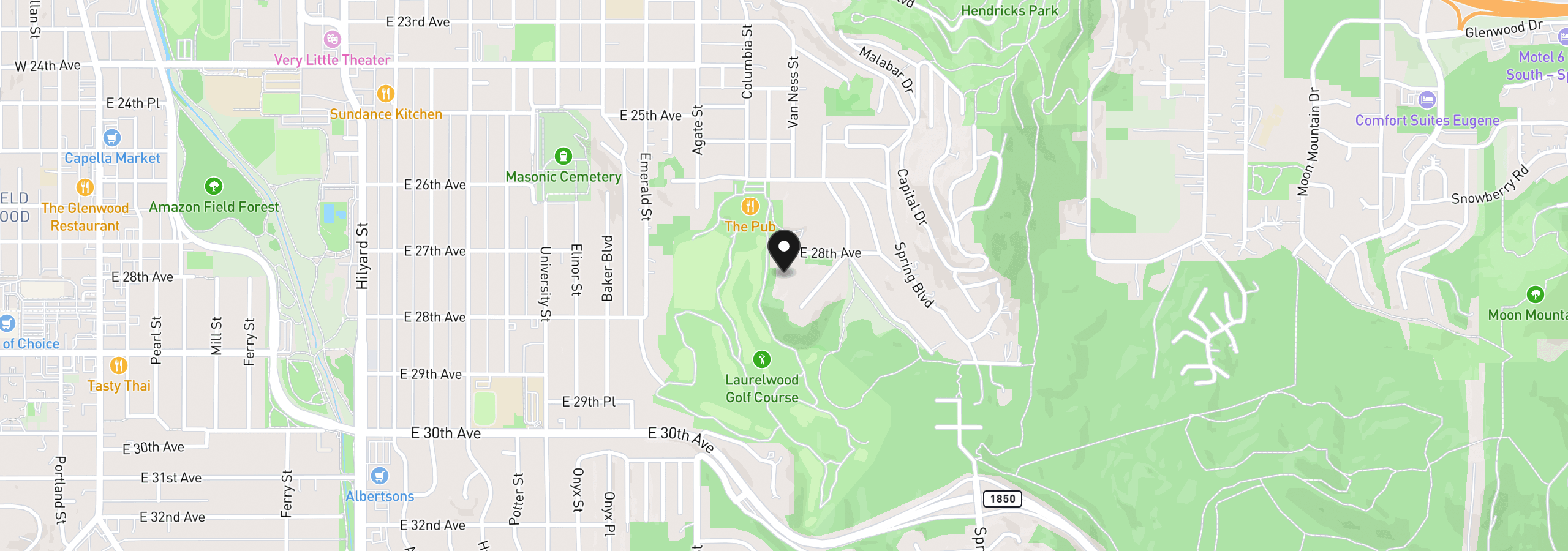 Map showing the location of 2804 Arline Way, Eugene, OR 97403