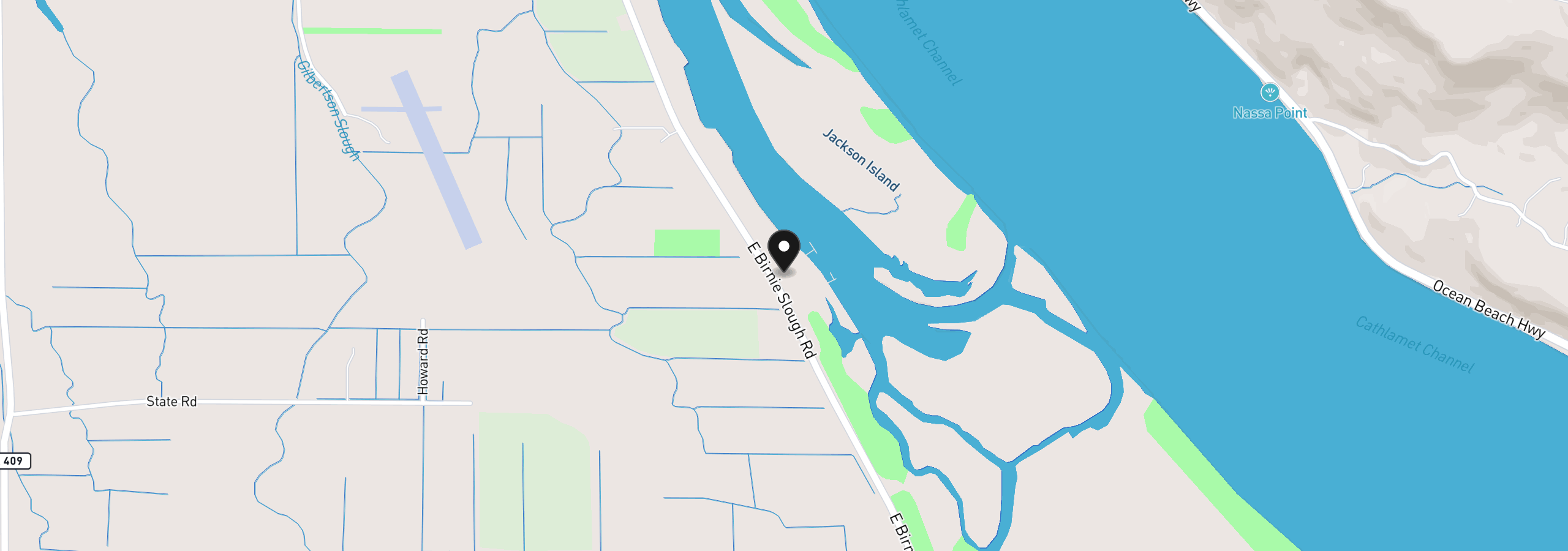 Map showing the location of 369 E Birnie Slough Rd, Cathlamet, Wa 98612