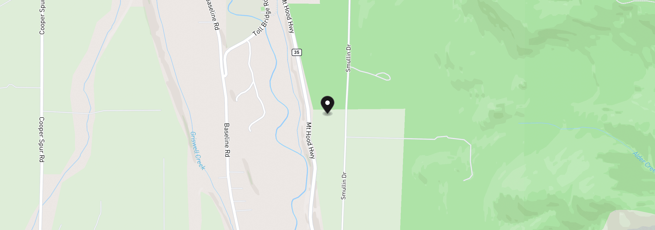 Map showing the location of 7500 Smullin Rd, Mt Hood Prkdl, OR 97041