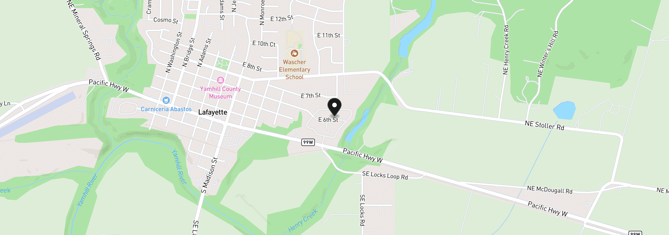 Map showing the location of 1282 E 3rd St 59, Lafayette, OR 97127