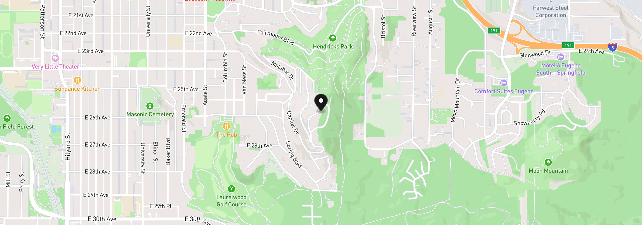 Map showing the location of 2969 Capital Dr, Eugene, OR 97403