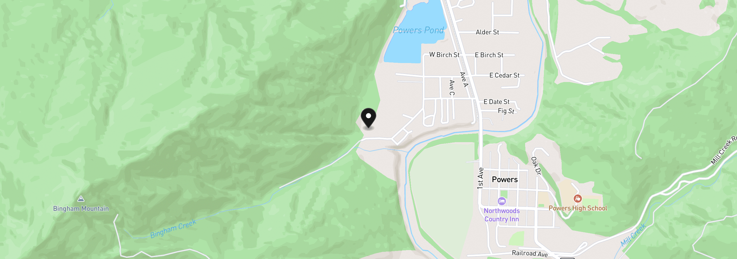 Map showing the location of 711 H Ave, Powers, OR 97466