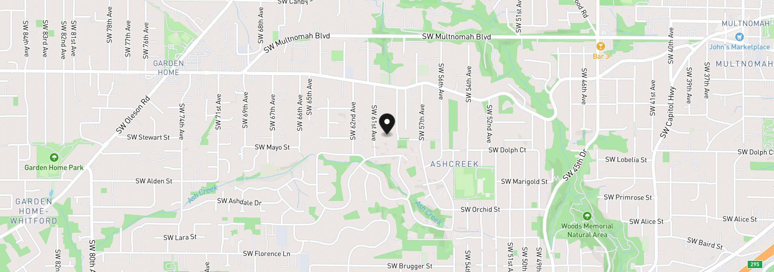 Map showing the location of 8621 SW 59th Ave, Portland, OR 97219