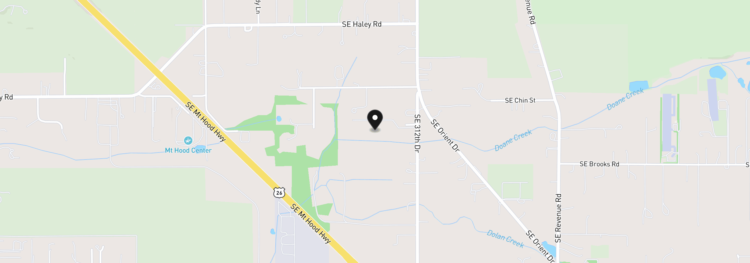 Map showing the location of 30832 SE Country Living Ln, Boring, OR 97009
