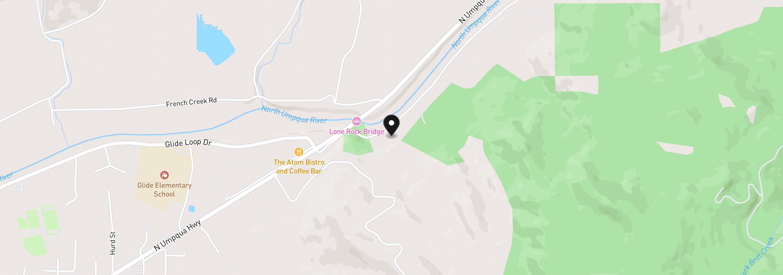 Map showing the location of 279 Lone Rock Rd, Glide, OR 97443