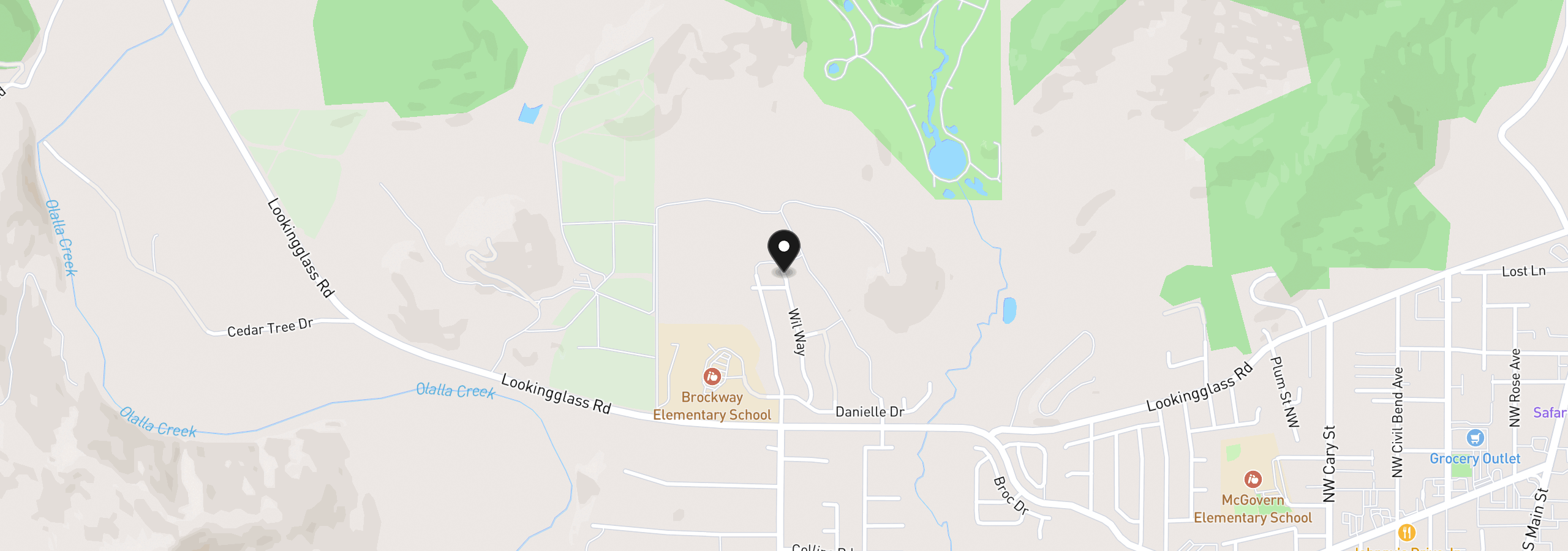 Map showing the location of 0 Wil Way Tl 200, Winston, OR 97496