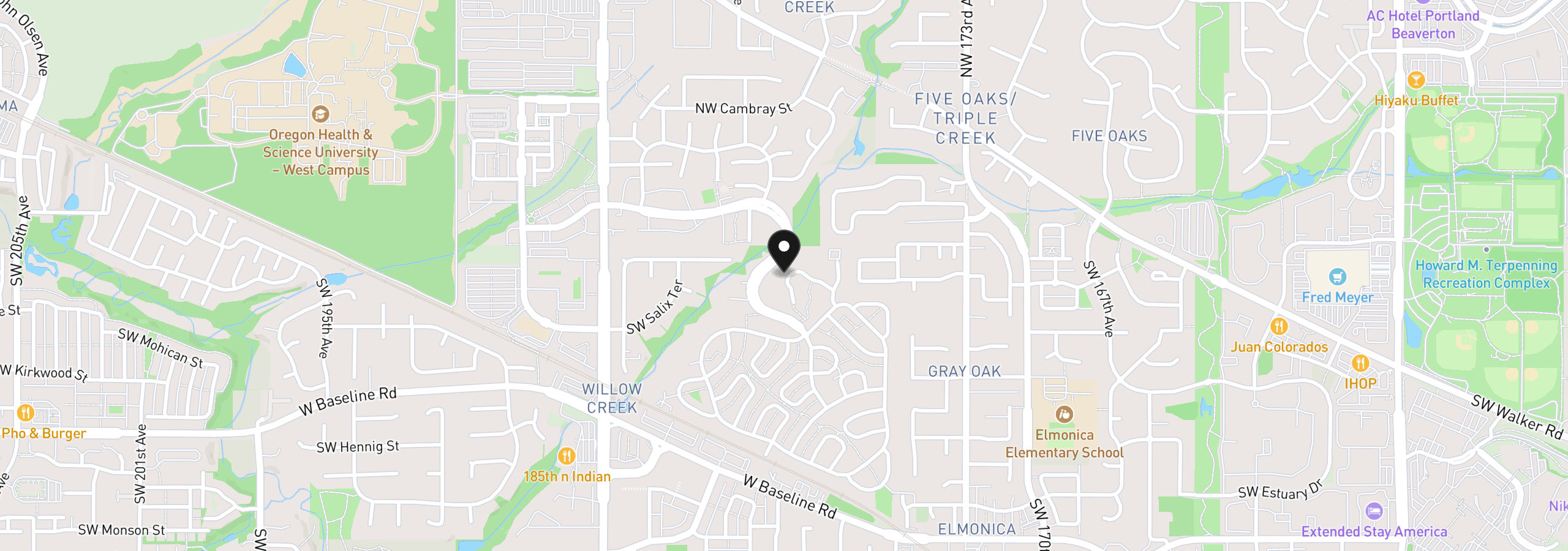 Map showing the location of 17870 SW Independence Way 257, Beaverton, OR 97006
