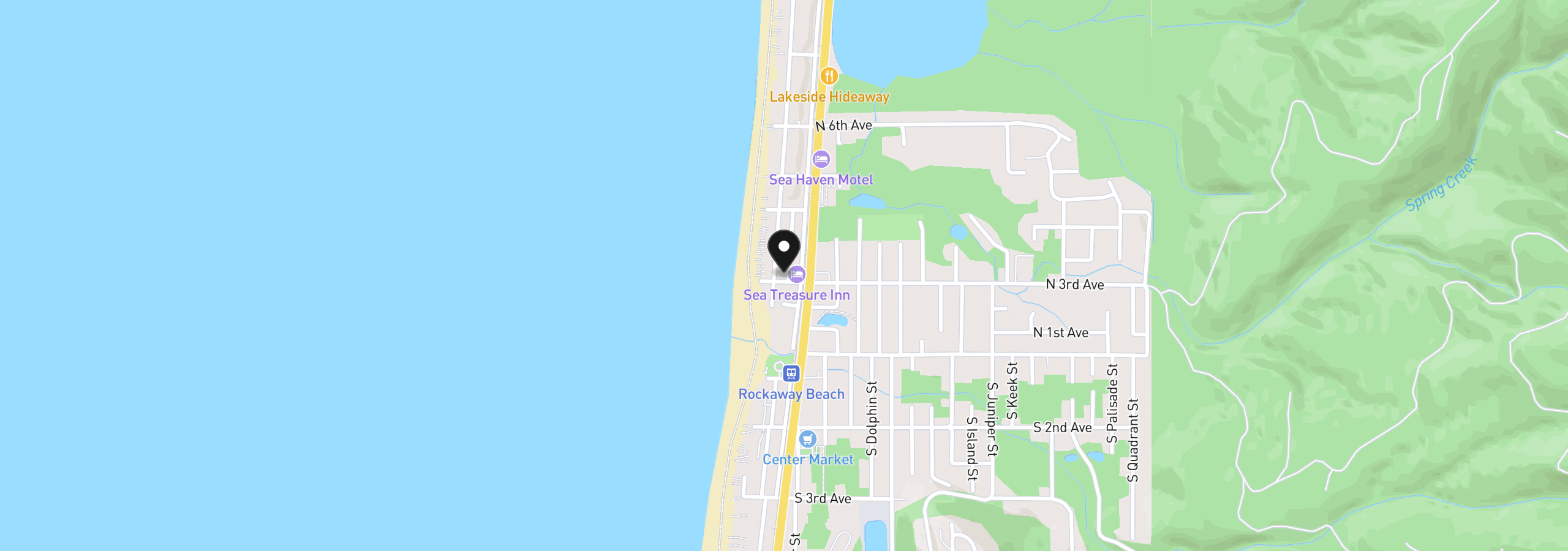 Map showing the location of 300 N Pacific St 37, Rockaway Beach, OR 97136