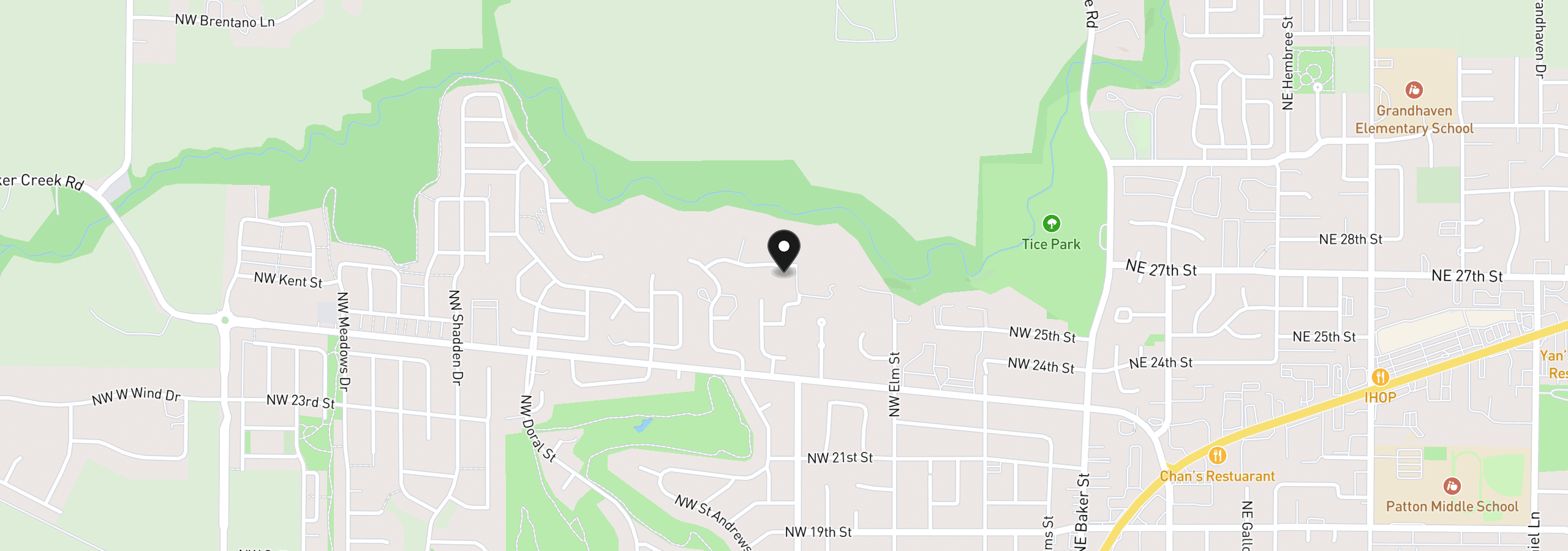 Map showing the location of 934 NW Baker Crest Ct, McMinnville, OR 97128