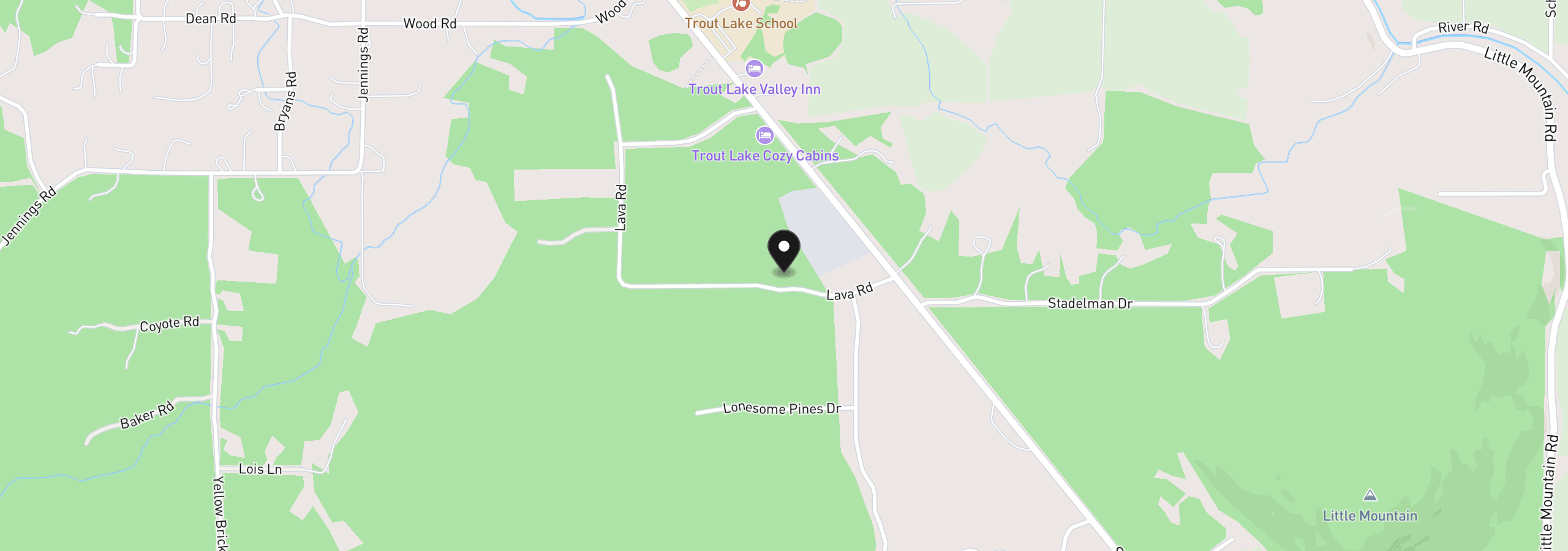 Map showing the location of 19 Lava Rd, Trout Lake, Wa 98650