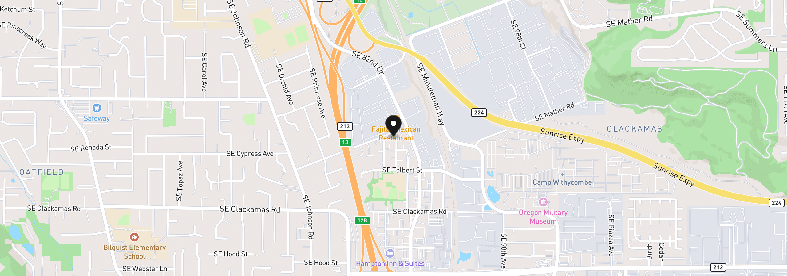 Map showing the location of 15005 SE 91st Ave, Clackamas, OR 97015