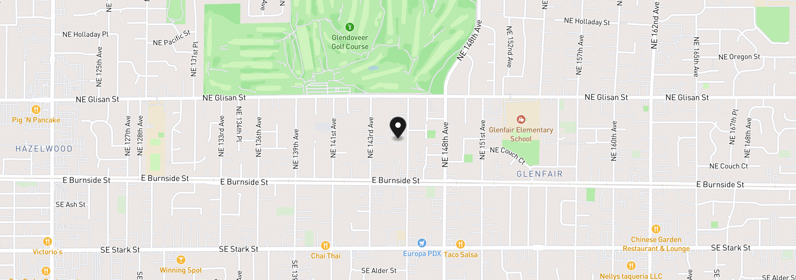 Map showing the location of 217 NE 146th Ave 29, Portland, OR 97230