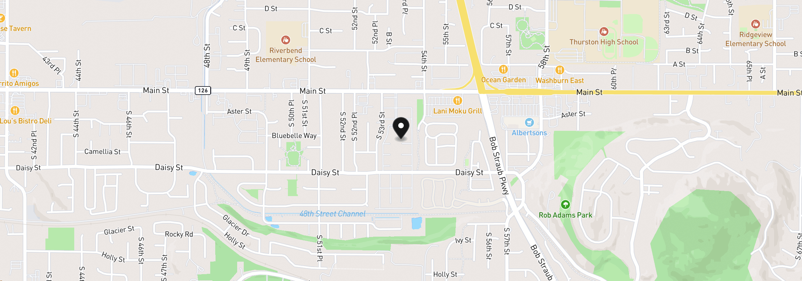 Map showing the location of 5335 Main St 10, Springfield, OR 97478