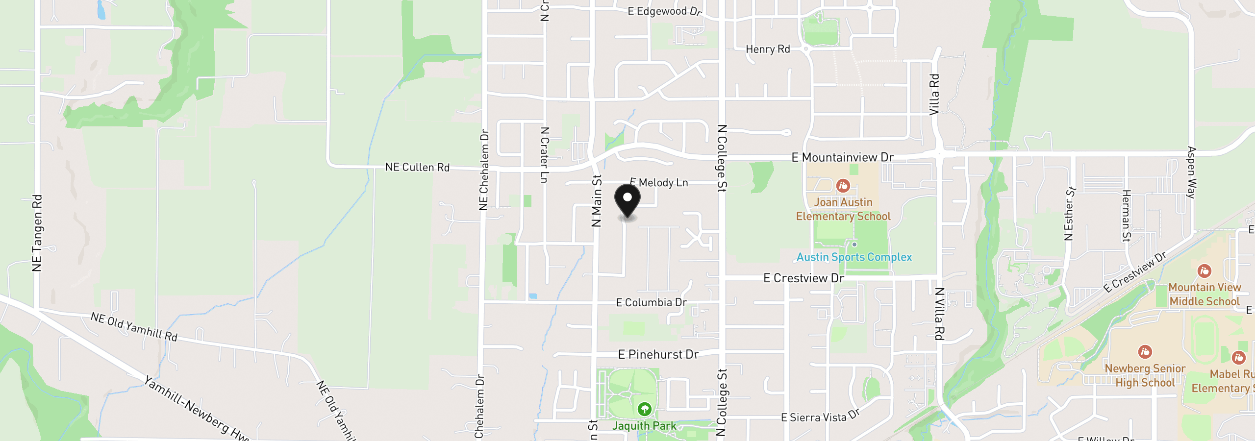 Map showing the location of 2016 N Valeri Dr, Newberg, OR 97132
