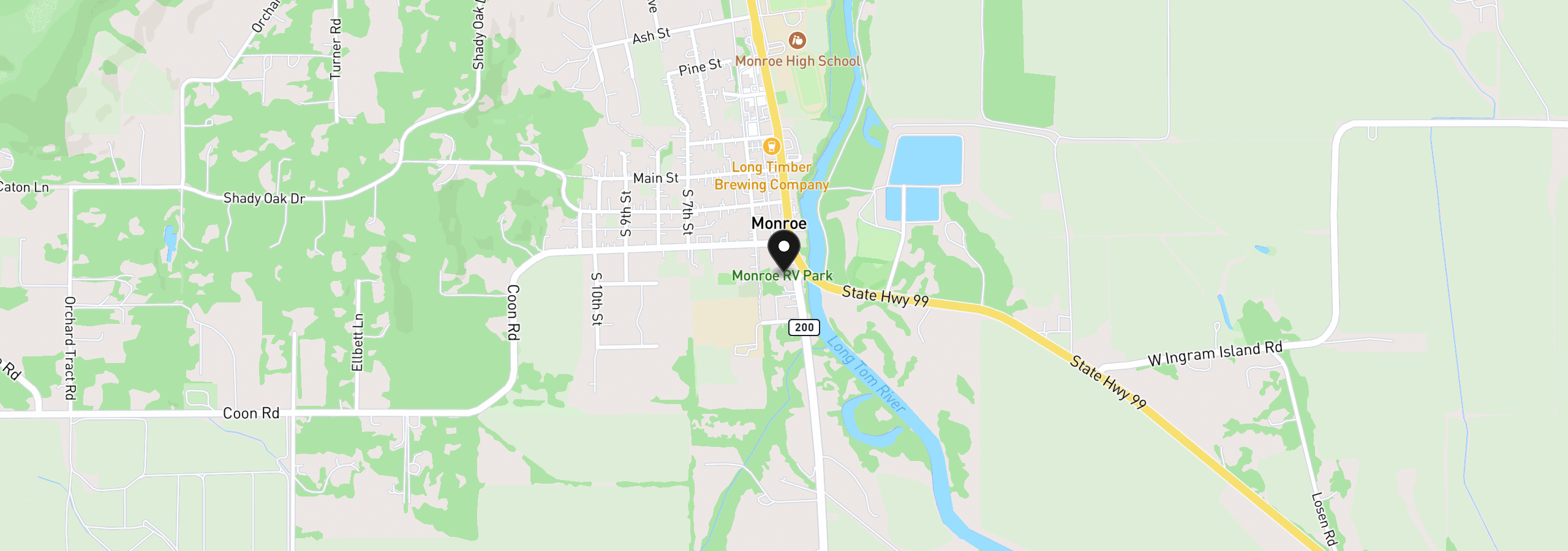 Map showing the location of 380 S 5th St, Monroe, OR 97456