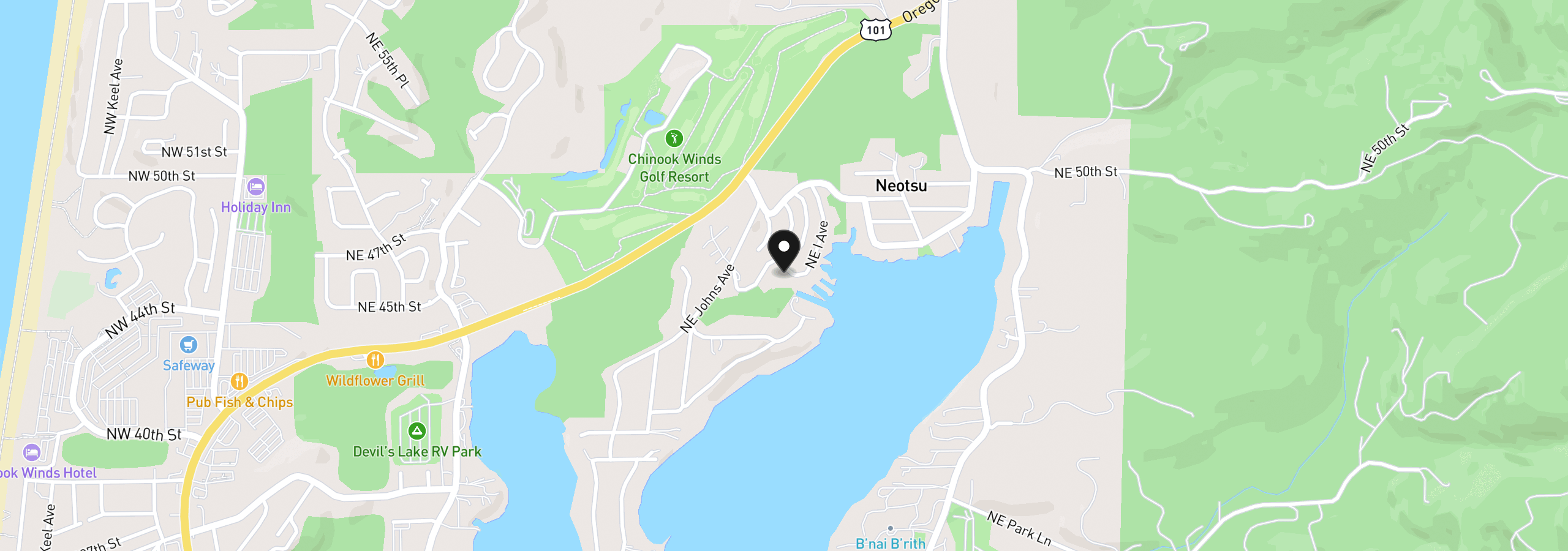 Map showing the location of 4612 NE I Ave, Neotsu, OR 97364