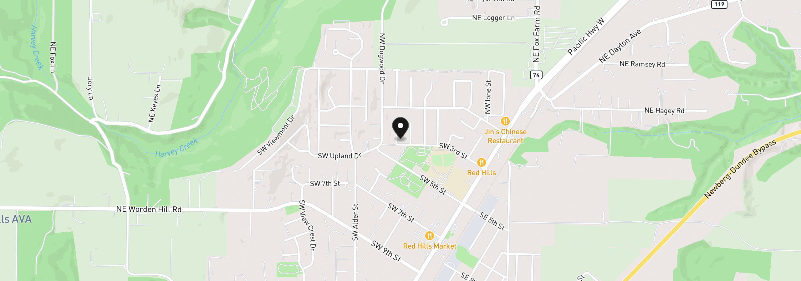 Map showing the location of 175 SW Hawthorne Ct, Dundee, OR 97115