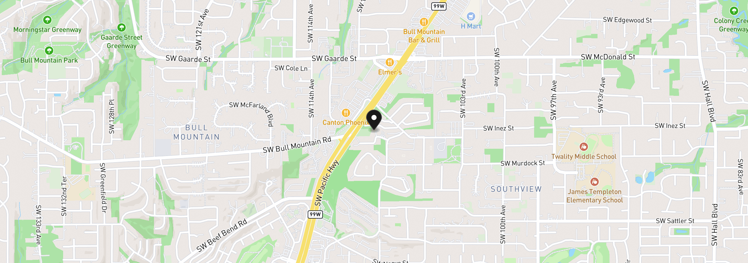 Map showing the location of 10933 SW Annand Hill Ct, Portland, OR 97224