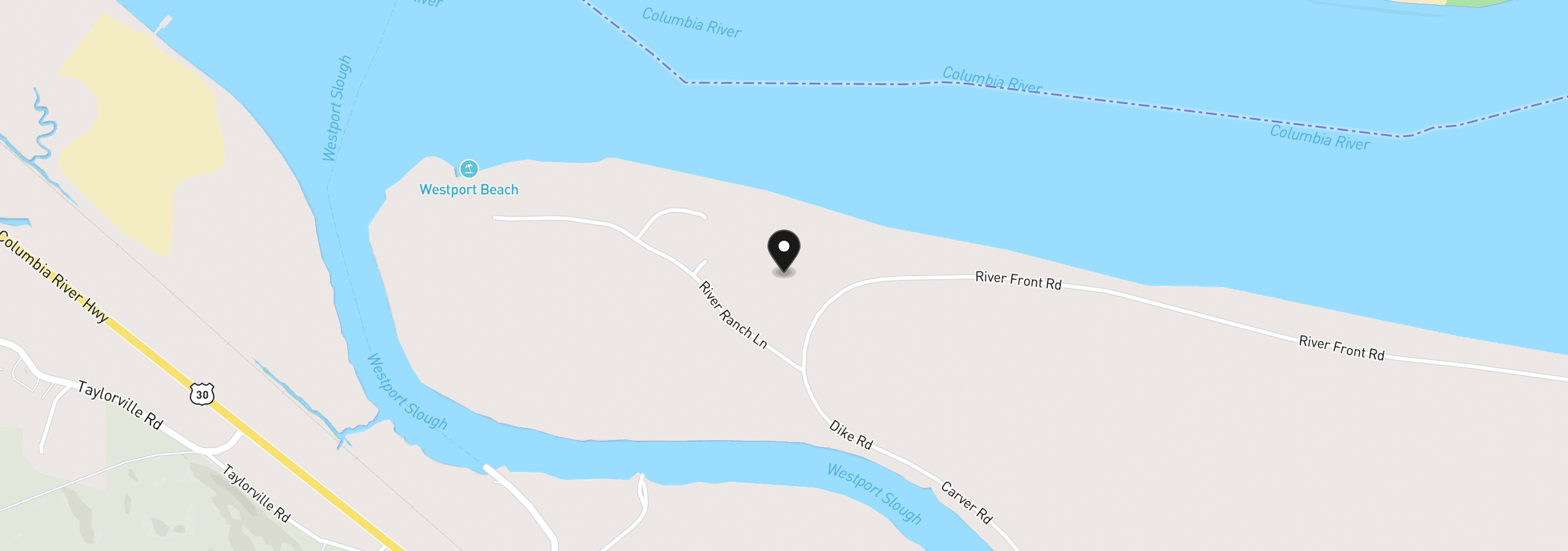 Map showing the location of 47267 River Ranch Ln, Westport, OR 97016