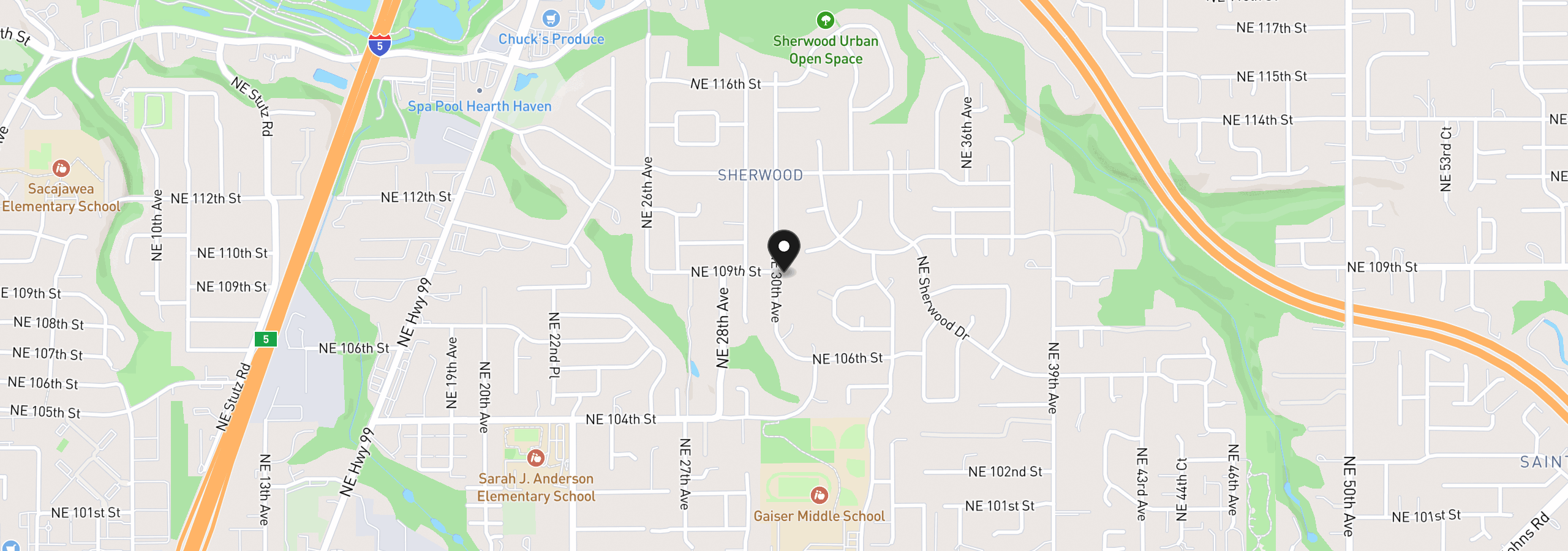 Map showing the location of 10819 NE 30th Ave, Vancouver, Wa 98686