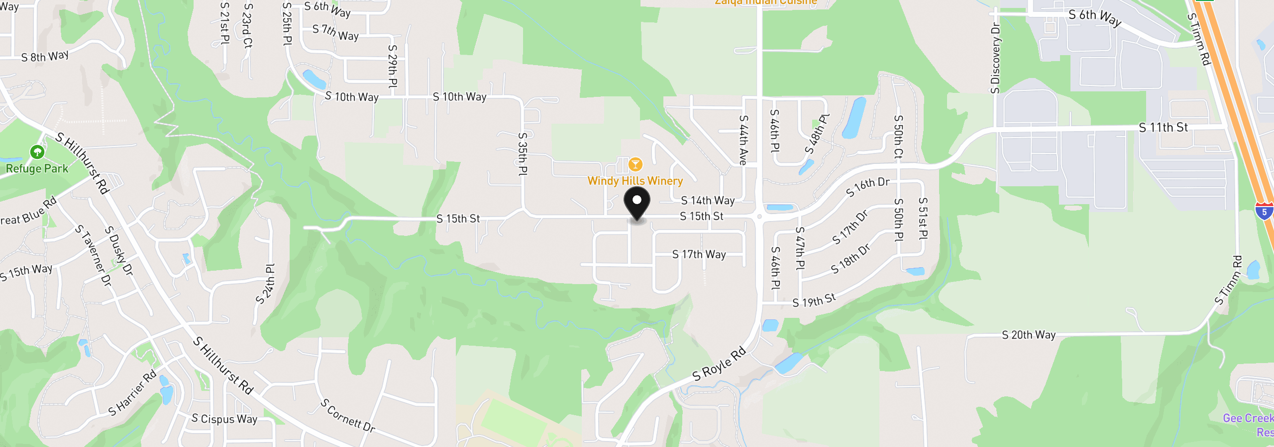 Map showing the location of 1518 S 39th Pl, Ridgefield, Wa 98642