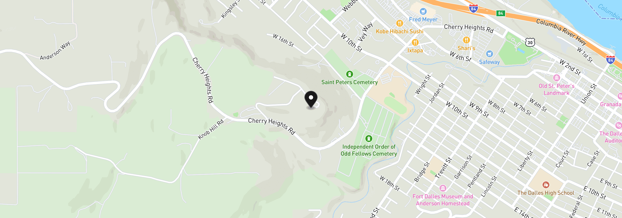 Map showing the location of 1306 Hermits Way, The Dalles, OR 97058