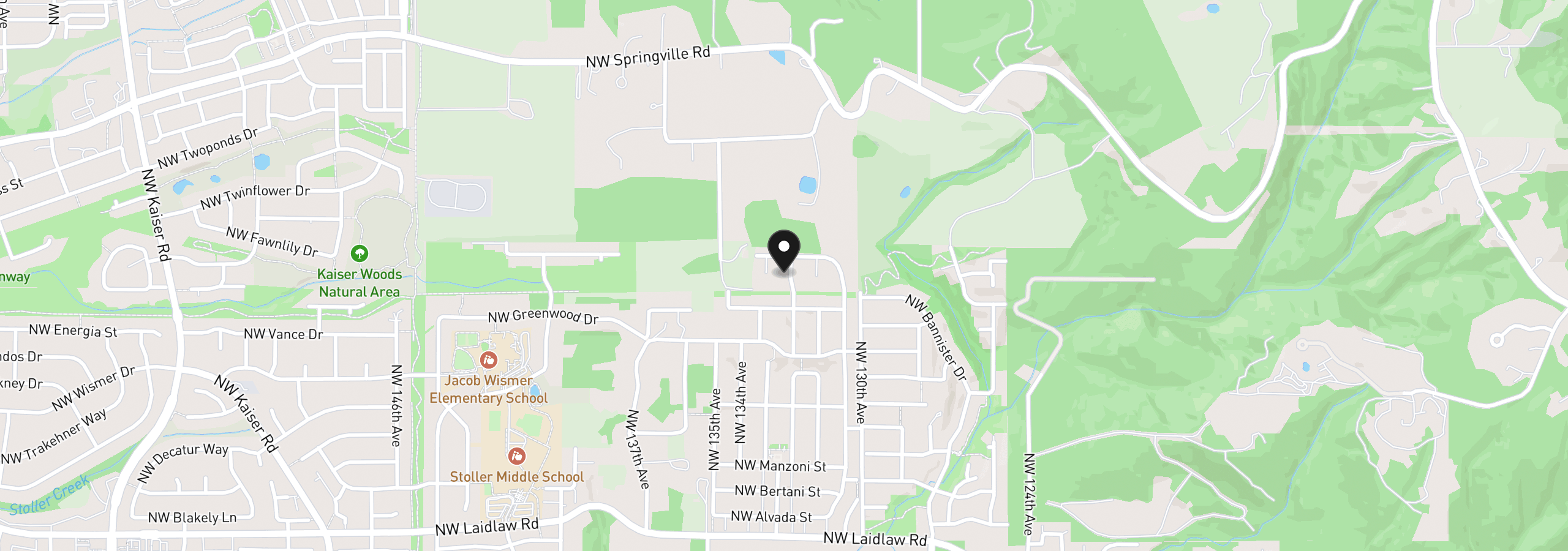 Map showing the location of 5895 NW 132 Ave Lot 30, Portland, OR 97229