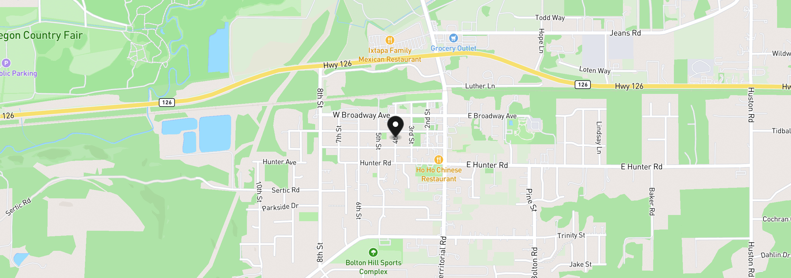 Map showing the location of 4th Ave, Veneta, OR 97487