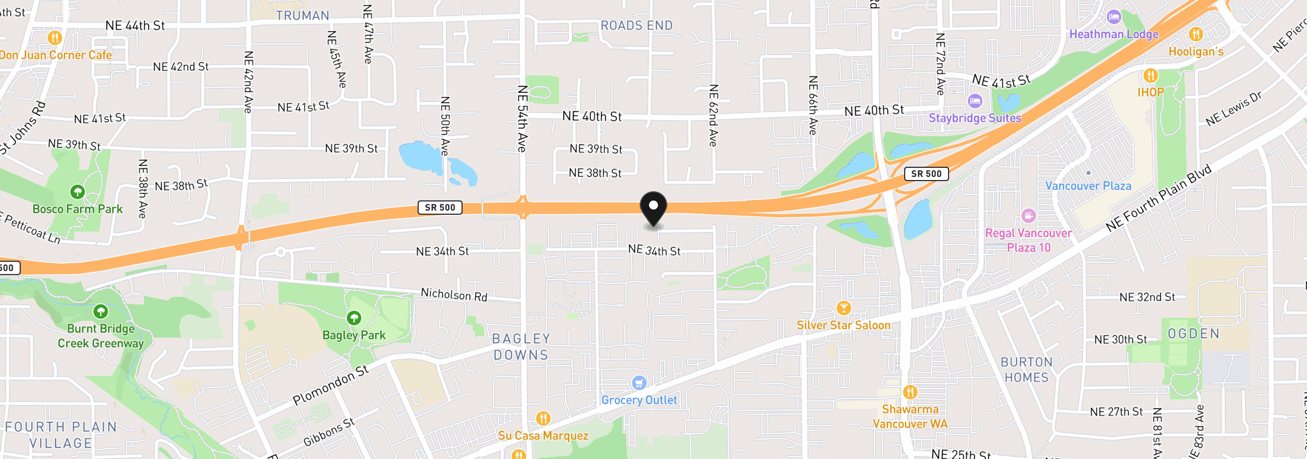 Map showing the location of 5906 NE 35th Cir, Vancouver, Wa 98661