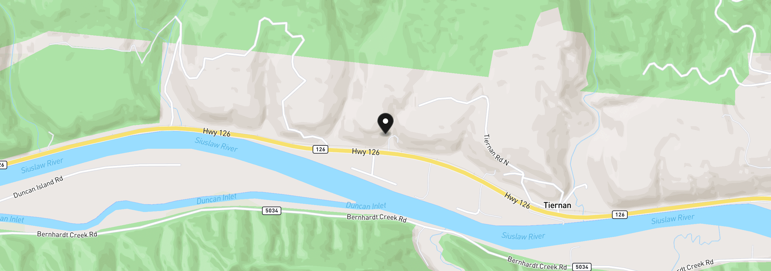 Map showing the location of 9247 Highway 126, Mapleton, OR 97453