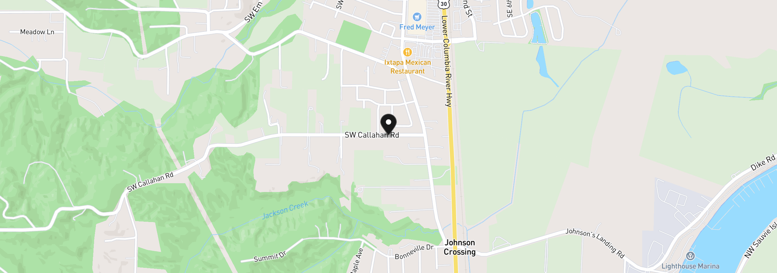 Map showing the location of 33412 SW Callahan Rd, Scappoose, OR 97056