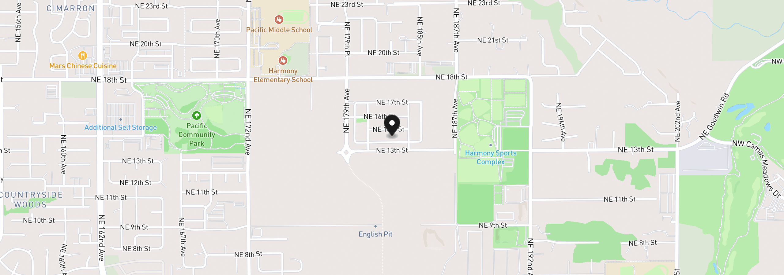 Map showing the location of 1502 NE 180th Ave, Vancouver, Wa 98684