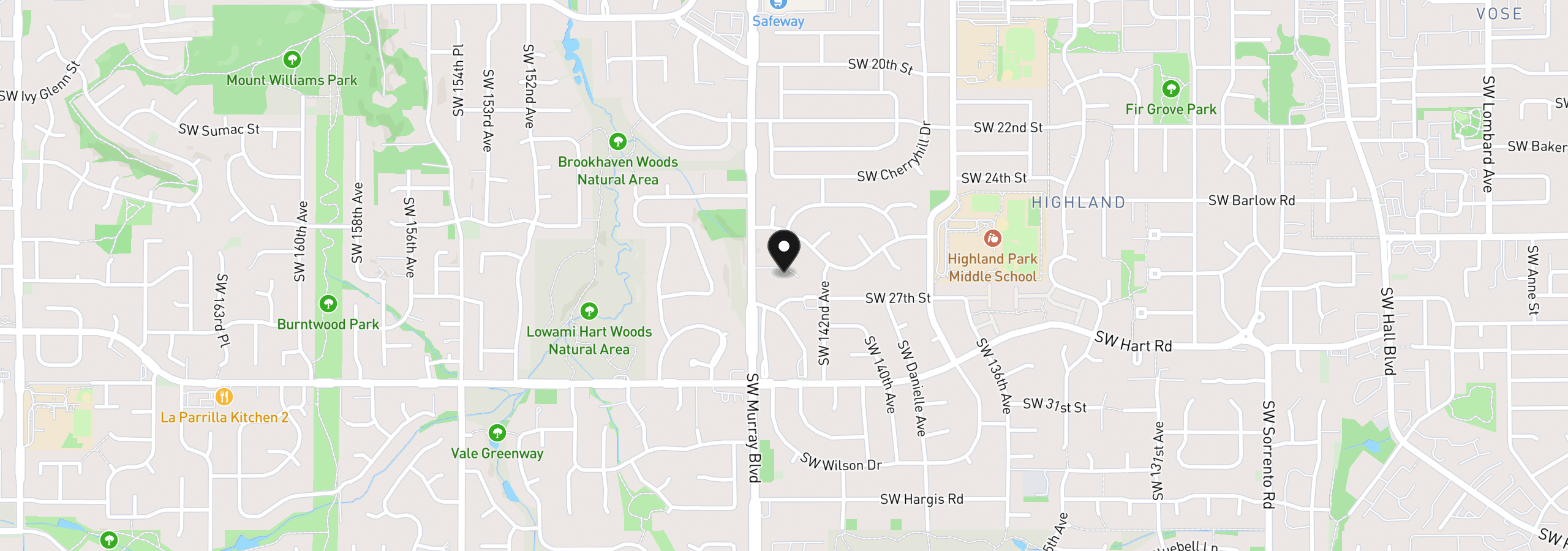 Map showing the location of 7146 SW Murray Blvd 207, Beaverton, OR 97008