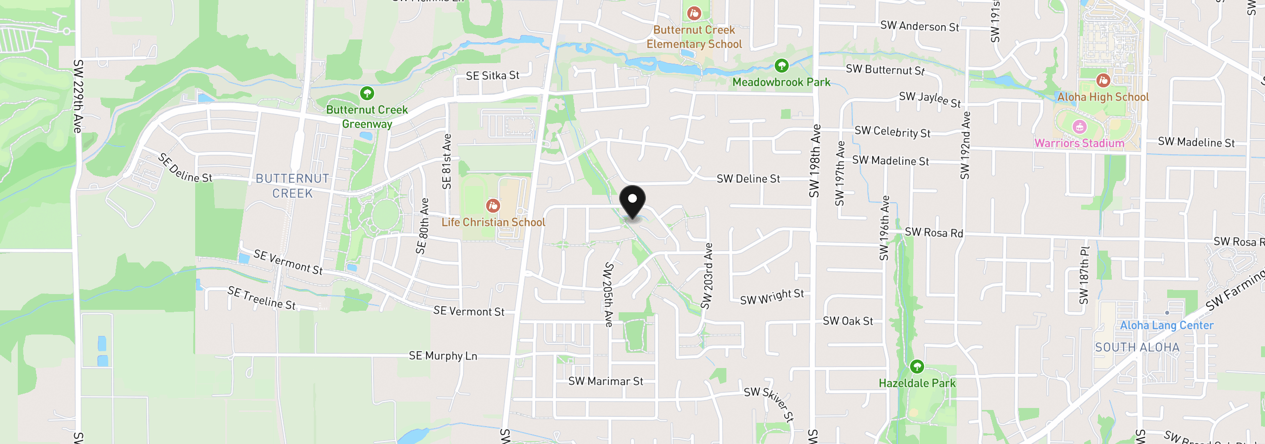 Map showing the location of 20464 SW Rosa Dr, Beaverton, OR 97078