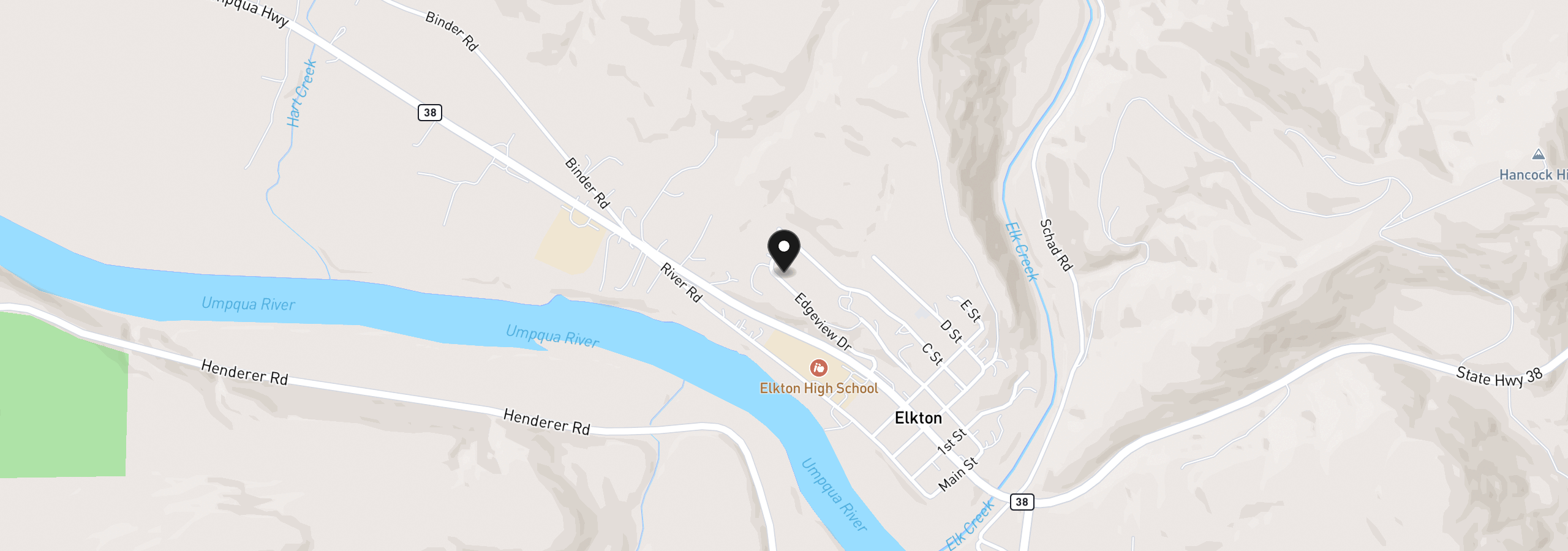 Map showing the location of 335 Edgeview Dr, Elkton, OR 97436