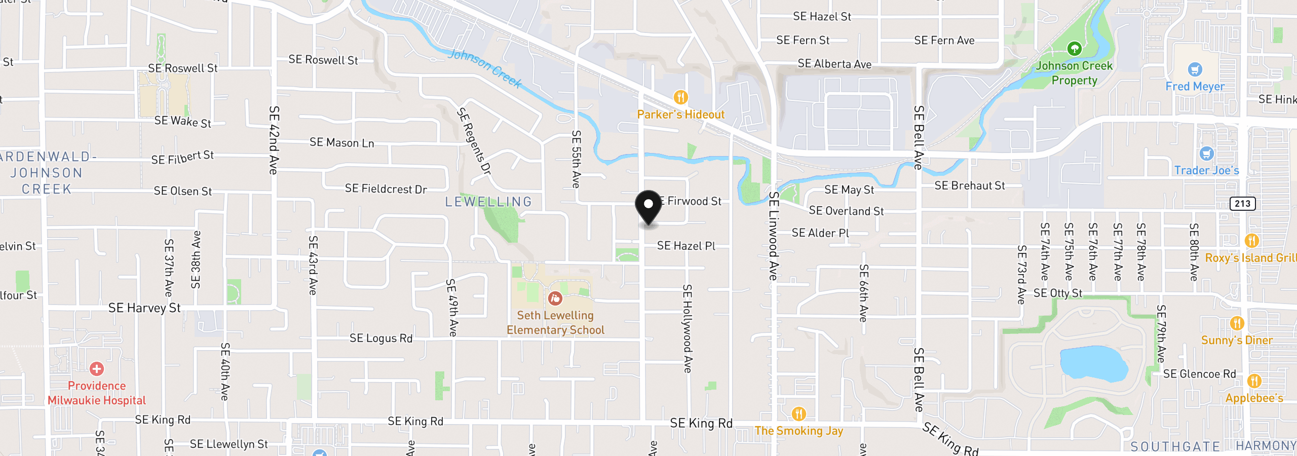 Map showing the location of 9604 SE Stanley Ave, Milwaukie, OR 97222