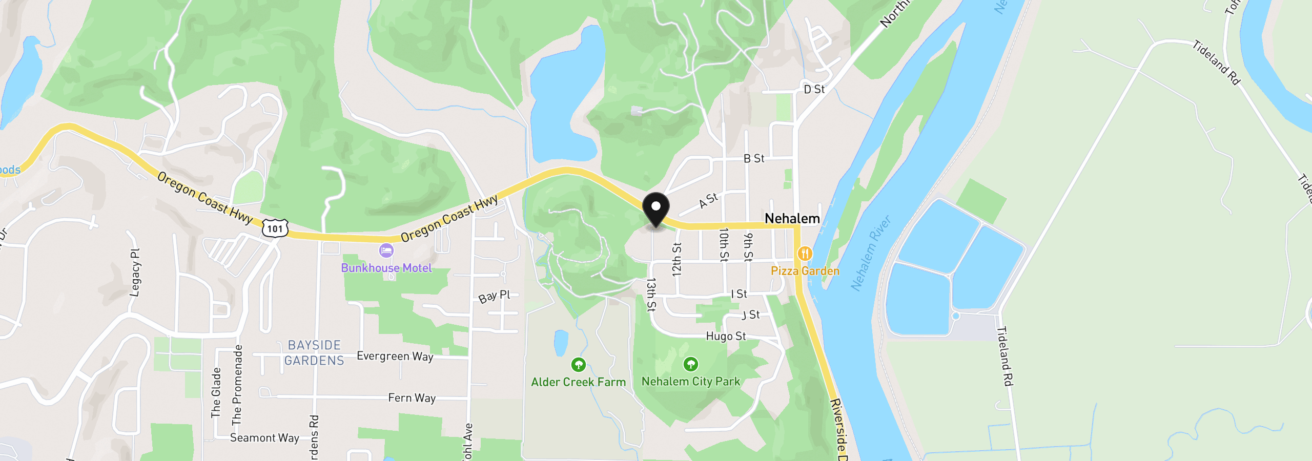 Map showing the location of 35975 13th St, Nehalem, OR 97131