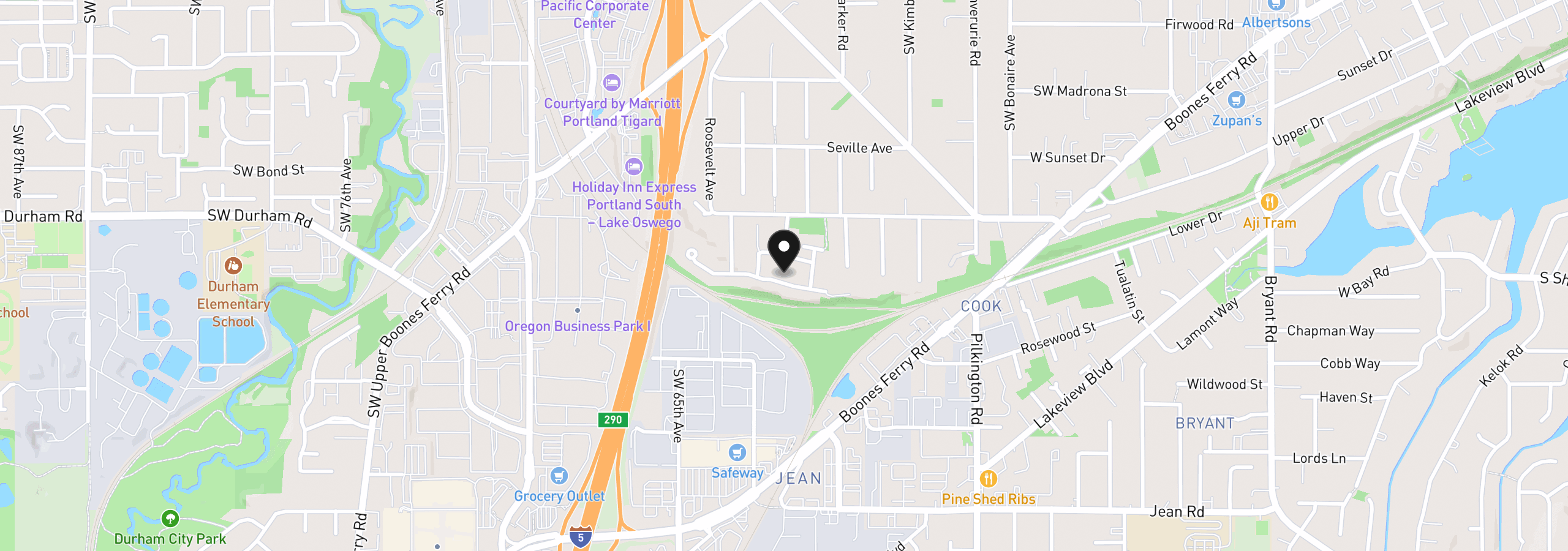 Map showing the location of 6155 Frost Ln, Lake Oswego, OR 97035