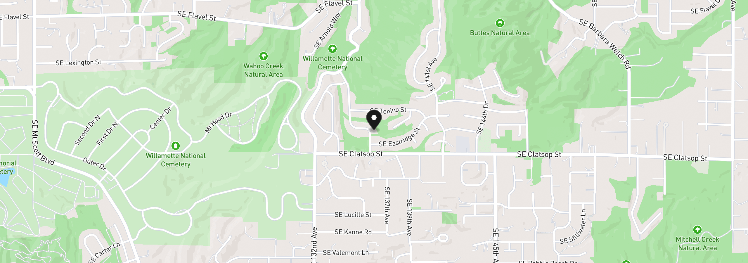 Map showing the location of 8444 SE 138th Dr, Portland, OR 97236
