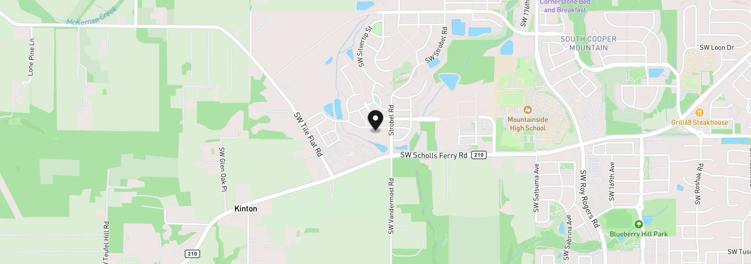 Map showing the location of 18600 SW Buckhorn Dr, Beaverton, OR 97007